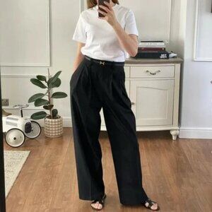 NWT COS Wool Blend Pleated High Rise Trousers Relaxed Fit!